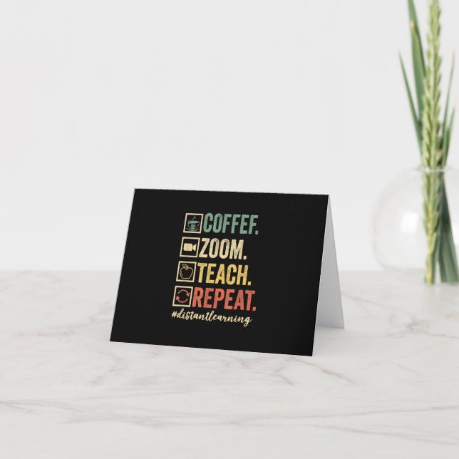 Kaffe Zoom Lär Repetera Virtuell Lärare Distans Kort (Framsida)