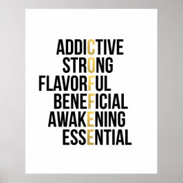 Kaffeakronym svart guld-typografi poster
