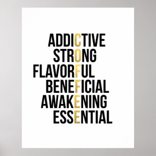 Kaffeakronym svart guld-typografi poster
