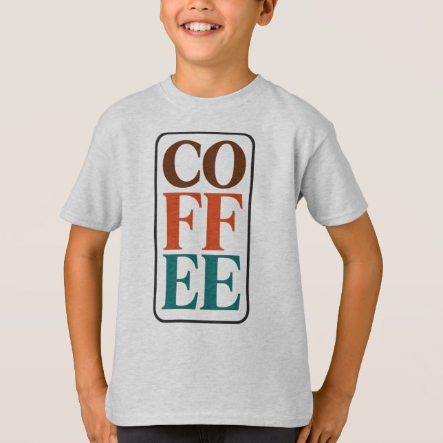 Kaffeälskande Barn T-Shirt Kaffegåva (Framsida)
