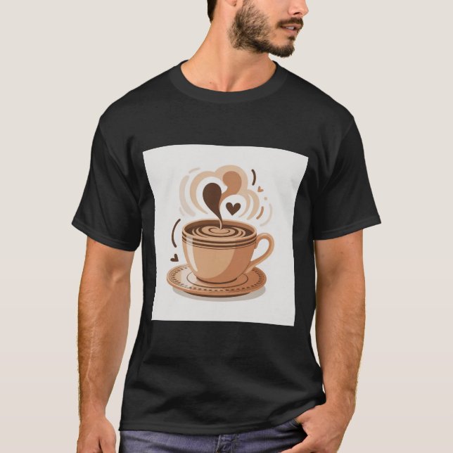 Kaffeälskande mugg med ångande hjärtlattekonst Dru T Shirt (Framsida)