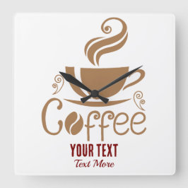 Kaffeälskar-design – Minimalistisk kaffekopp-grafi Fyrkantig Klocka