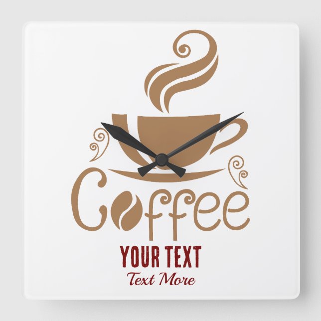 Kaffeälskar-design – Minimalistisk kaffekopp-grafi Fyrkantig Klocka (Framsida)
