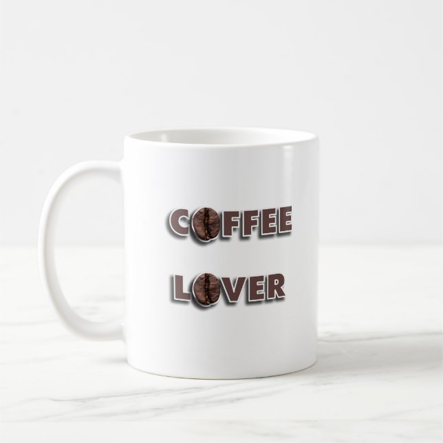 Kaffeälskardesign med riktiga bönor kaffemugg (Vänster)