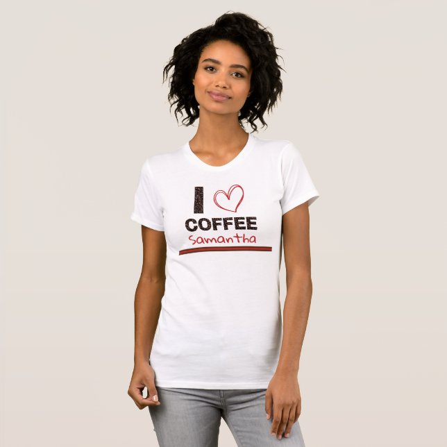 Kaffeälskare Anpassat Namn Kaffebohnedesign T Shirt (Hel framsida)
