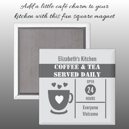Kaffeälskare anpassat namn vitt grått magnet