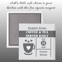 Kaffeälskare anpassat namn vitt grått magnet