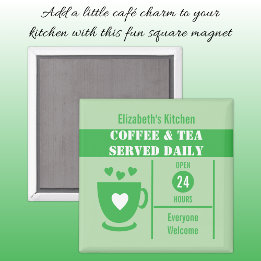 Kaffeälskare anpassat namn vitt grönt magnet