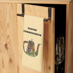 Kaffeälskare Blomkruka Kaffe kanna Kökshandduk