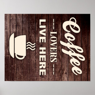 Kaffeälskare bor här affischen poster