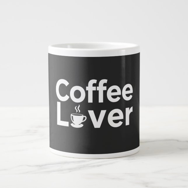 Kaffeälskare Fet Typografi Mugg - Minimalistisk Sv Jumbo Mugg (Framsidan)