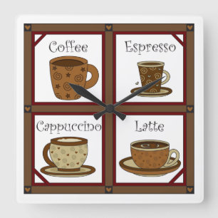 Kaffeälskare Fyrkantig Klocka