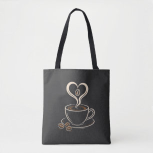Kaffeälskare Hjärtformad Ånga Minimalistisk Design Tygkasse