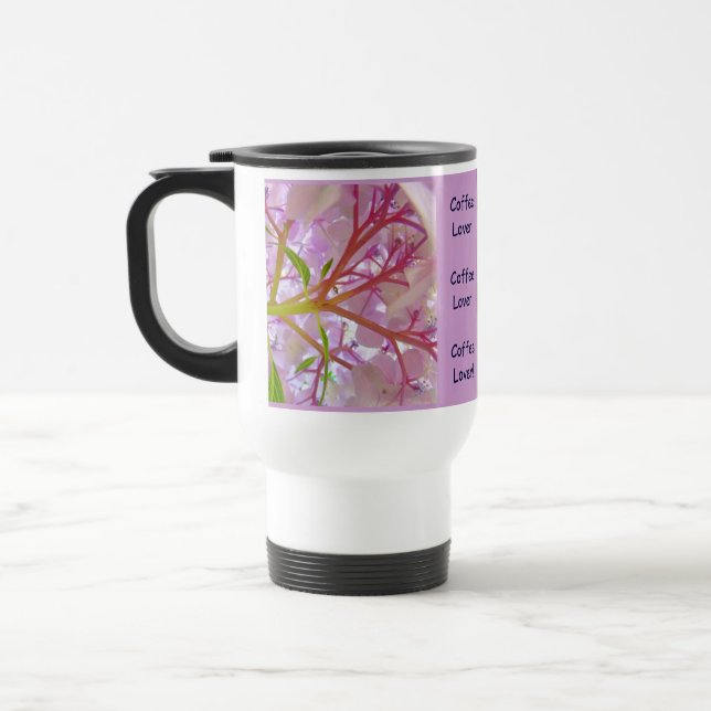 Kaffeälskare! Kaffe Mugg gåvor Rosa Hydrangea (Vänster)