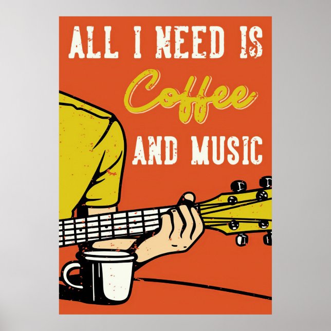 Kaffeälskare Kaffe Och Musik Poster (Framsidan)