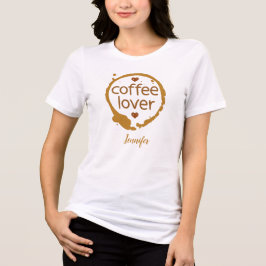 Kaffeälskare Kaffefläck och Hjärtan Print T Shirt