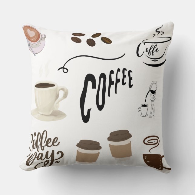 Kaffeälskare Kudd – Mysig Kaffekopp Design, Söt Kudde (Framsida)