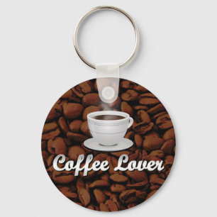Kaffeälskare, vitkopp/bruna nyckelring