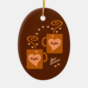 Kaffeälskareprydnaden, skräddarsy julgransprydnad keramik