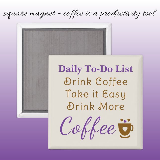 Kaffeälskares att göra-lista brun lila magnet (Skapare uppladdad)