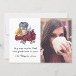 Kaffeälskares julhälsningsfoto julkort