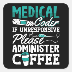 Kaffeassistent för läkarkodare, ICD-kodning Fyrkantigt Klistermärke