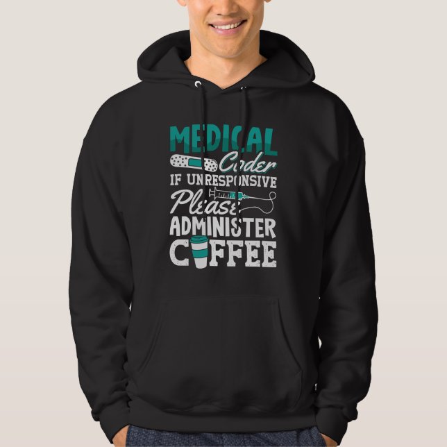 Kaffeassistent för läkarkodare, ICD-kodning Hoodie (Framsida)