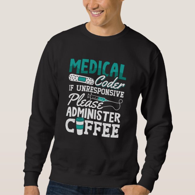 Kaffeassistent för läkarkodare, ICD-kodning Lång Ärmad Tröja (Framsida)
