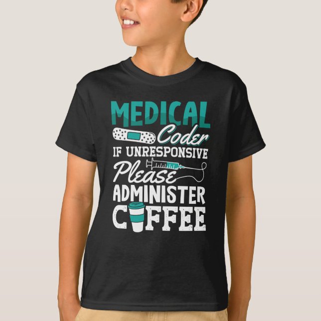 Kaffeassistent för läkarkodare, ICD-kodning T Shirt (Framsida)