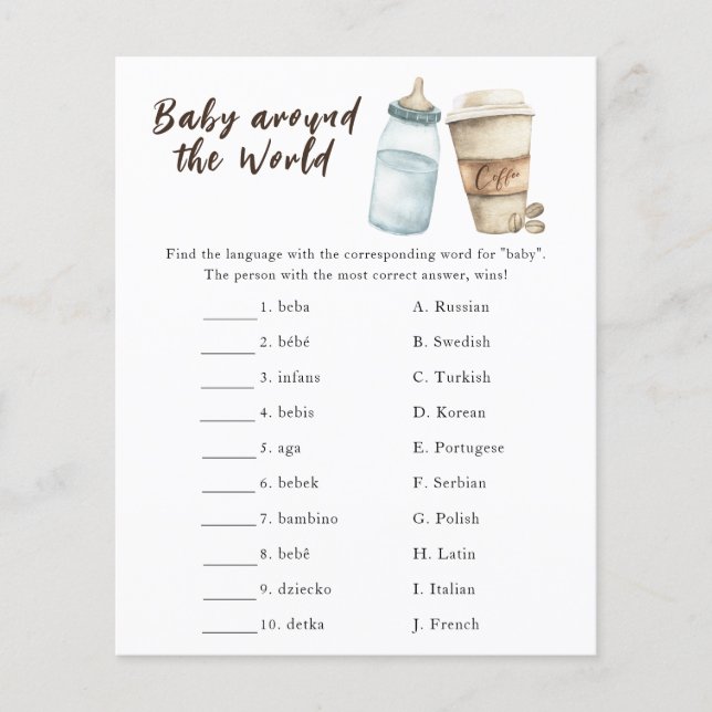 Kaffebabydusch - Baby värld runt-vilt (Framsida)