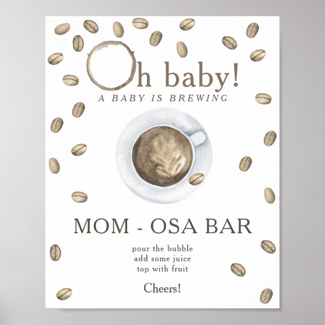 Kaffebabydusch Momosa pub Poster (Framsidan)