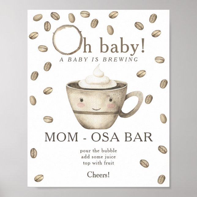 Kaffebabydusch Momosa pub Poster (Framsidan)
