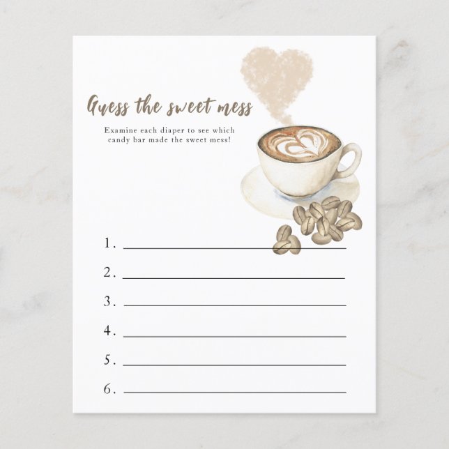 Kaffebabyduschen i baby Gissa det söta  spelet (Framsida)