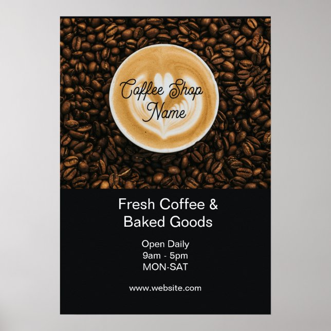 Kaffebar Banner Skylt |Cafe Stora Öppningsaffisch (Framsidan)