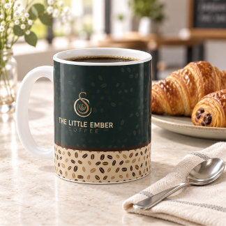 Kaffebar Branding Djupgrön & Beige Kaffemugg