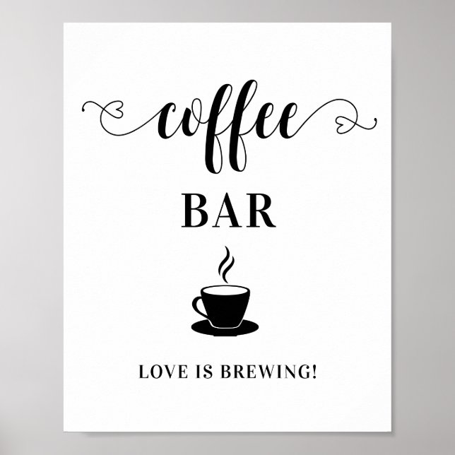 Kaffebar Bröllopsskylt Poster (Framsidan)