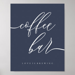 Kaffebar Enkel Navy Poster