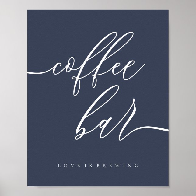 Kaffebar Enkel Navy Poster (Framsidan)
