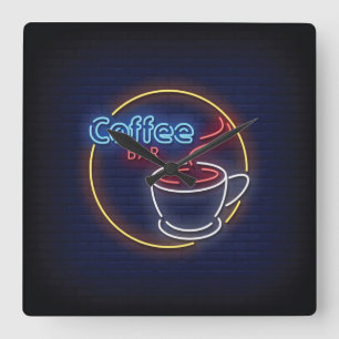 Kaffebar Fyrkantig Klocka