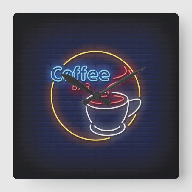 Kaffebar Fyrkantig Klocka (Framsida)