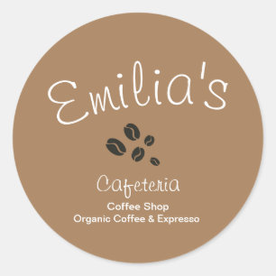 Kaffebar Handritad Logo Klassisk Rund Klistermärk Runt Klistermärke