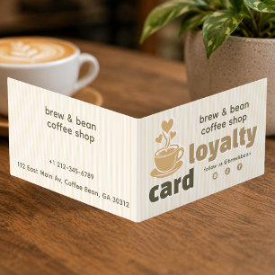 Kaffebar Kafé Kopp med Hjärta Ånga Loajalitet Visitkort