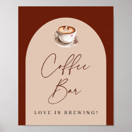 Kaffebar Kärlek bryggs Bröllopsdusch Poster