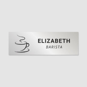 Kaffebar Logotyp Silver Namnbricka
