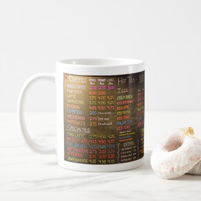 Kaffebar Meny Taffel   -  Kaffe Mugg (Med munk)