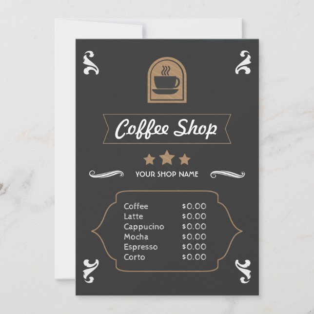 Kaffebar Retro Meny Kort (Framsida)