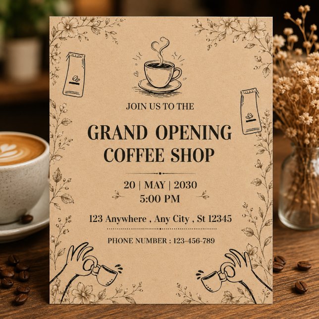 Kaffebar Stora Öppningsinbjudan Inbjudningar (Skapare uppladdad)