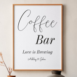 Kaffebar Svart Vitt Bröllop Duschar Poster