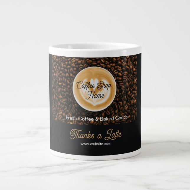Kaffebar Tack Jätte Stor Kaffemugg | Kaffebutik Ap Jumbo Mugg (Framsidan)