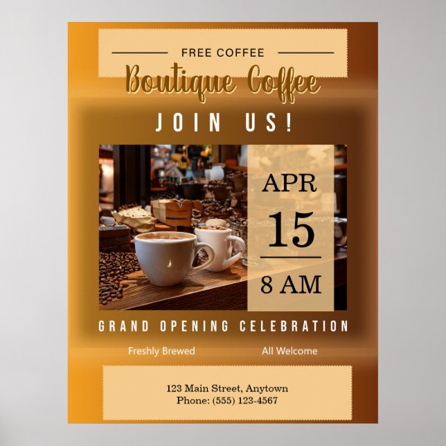 Kaffebarens Stora Öppningsannons Poster (Framsidan)
